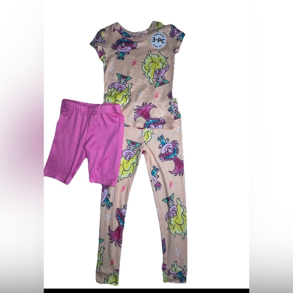 Girls Dreamworks Trolls The Movie 3 Piece Pajama Set  Sleepwear Size 4T